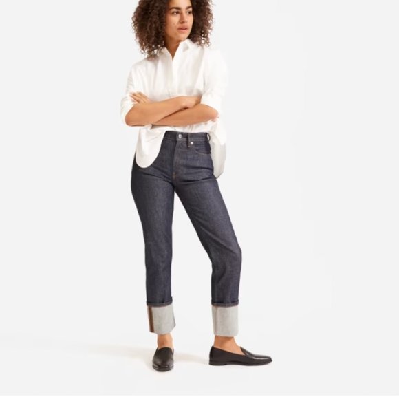 Everlane Denim - EVERLANE The High Rise Straight Leg Jeans with High Cuff Size 26